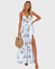 Princess Robe Longue Femme – Col Halter, Fentes Hautes & Coupe Fluide Élégante
