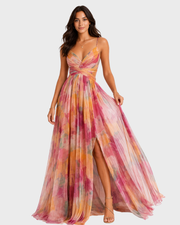 Jerline Damen-Maxikleid – Blumenmuster, Feine Träger & Eleganter Fließender Schnitt
