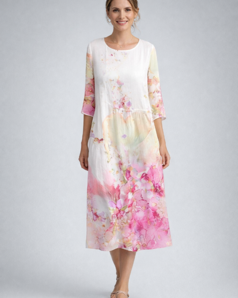 Paloma Damekjole Elegant – Blomstret Bomuldskjole, Figursyet & Tidløs Stil