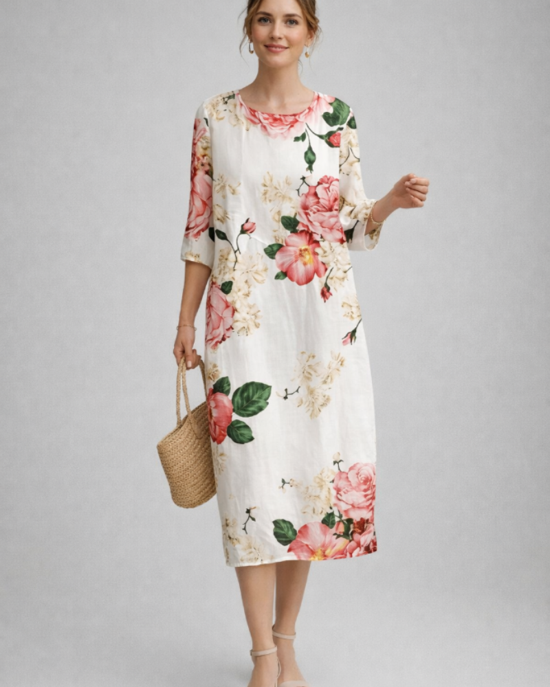 Paloma Damekjole Elegant – Blomstret Bomuldskjole, Figursyet & Tidløs Stil