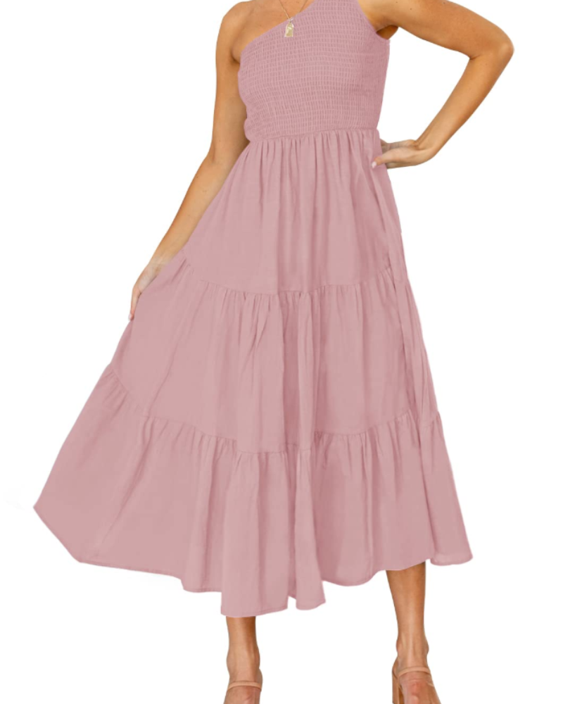 ZsaZsa Maxi Bohemian Dress for Women – One-Shoulder Ruffled Dress, A-Line Cut & Elegant Summer Style