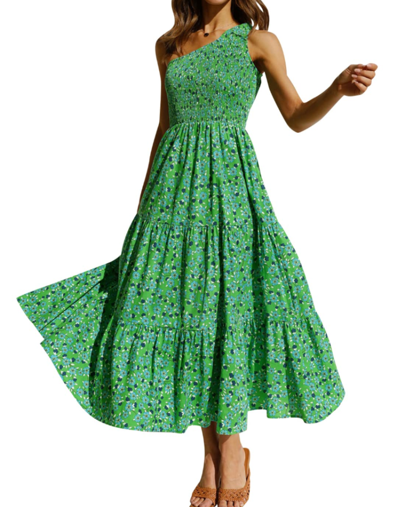 ZsaZsa Maxi Bohemian Dress for Women – One-Shoulder Ruffled Dress, A-Line Cut & Elegant Summer Style