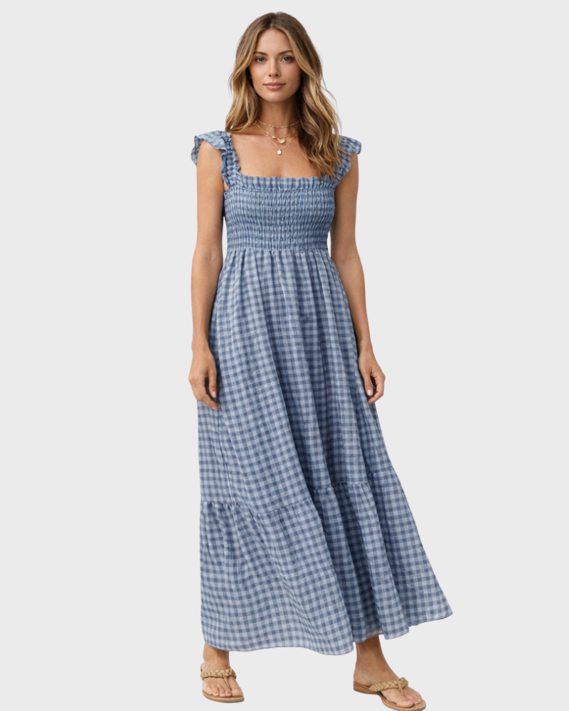 Briana Damen Maxikleid – Boho-Stil, Leichter Stoff & Bequemer Elastikschnitt
