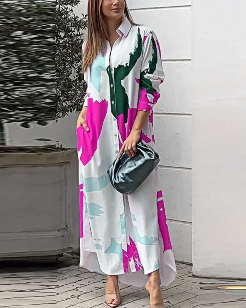 Elora Sukienka Elegancka Damska – Zwiewna Sukienka z Kieszeniami, Uniwersalny Styl i Komfort
