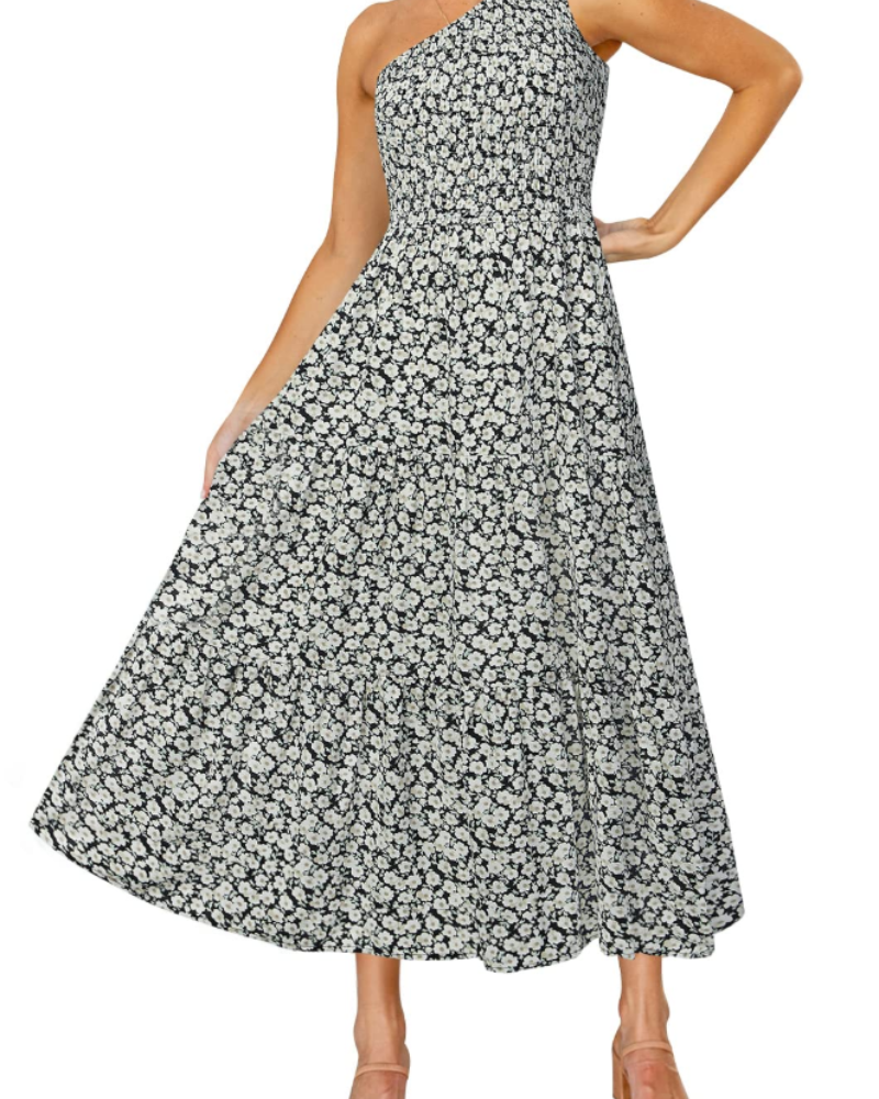 ZsaZsa Maxi Bohemian Dress for Women – One-Shoulder Ruffled Dress, A-Line Cut & Elegant Summer Style