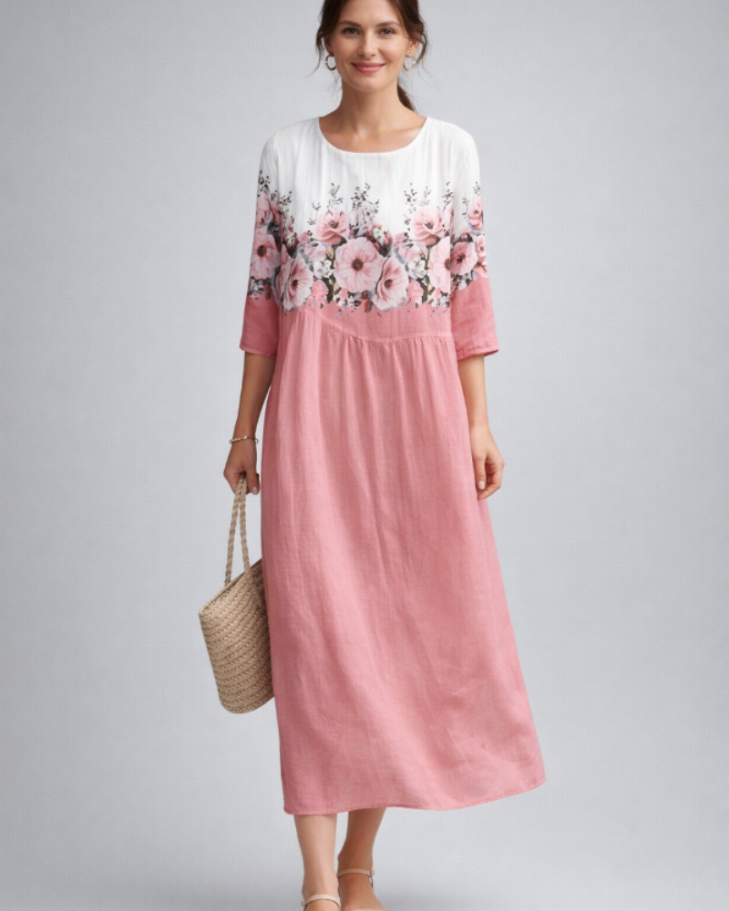 Paloma Damekjole Elegant – Blomstret Bomuldskjole, Figursyet & Tidløs Stil