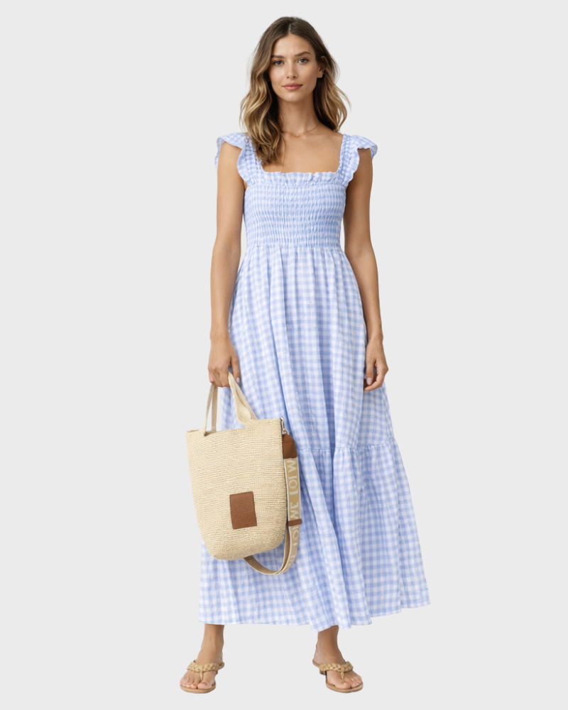 Briana Damen Maxikleid – Boho-Stil, Leichter Stoff & Bequemer Elastikschnitt