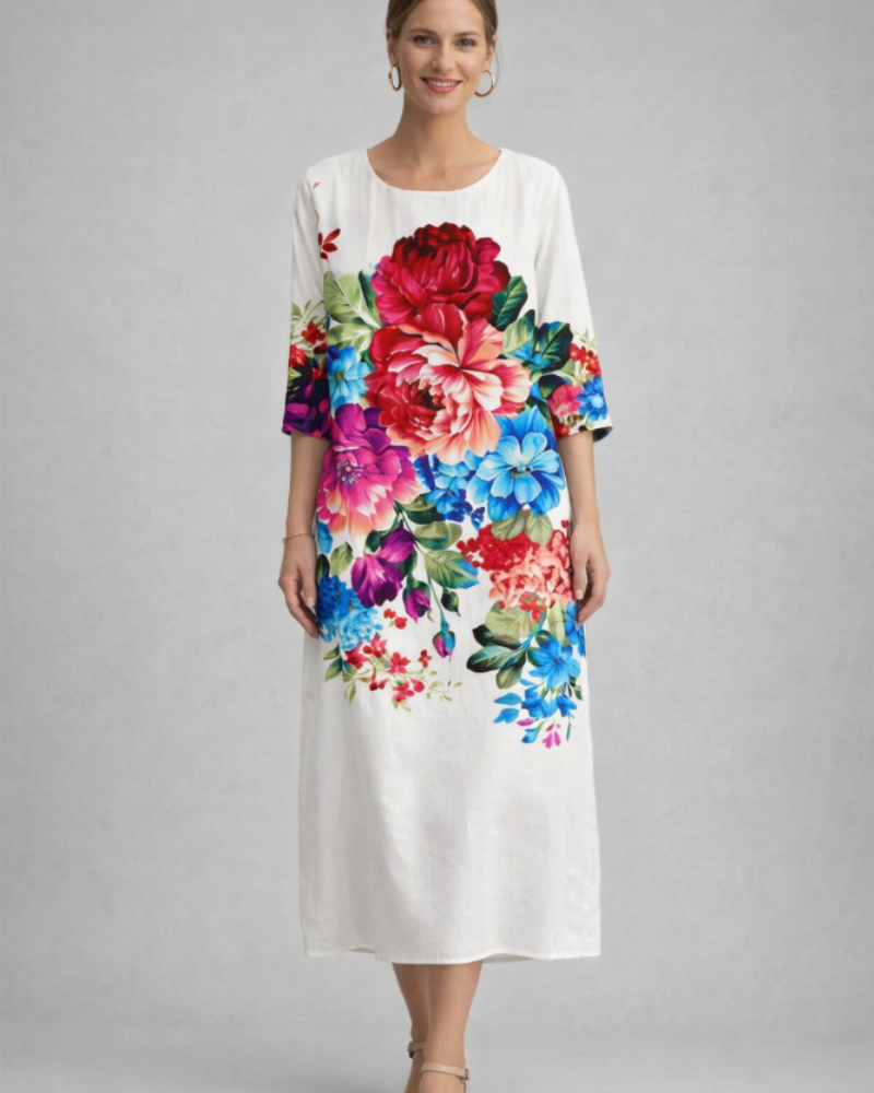 Paloma Damekjole Elegant – Blomstret Bomuldskjole, Figursyet & Tidløs Stil