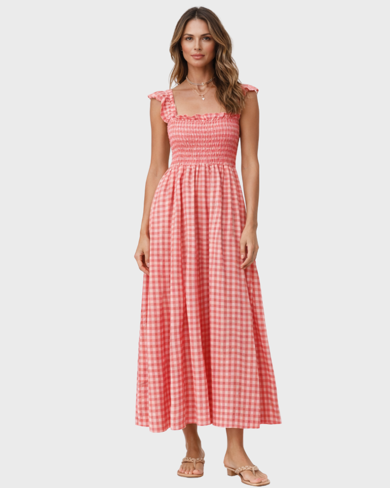 Briana Damen Maxikleid – Boho-Stil, Leichter Stoff & Bequemer Elastikschnitt
