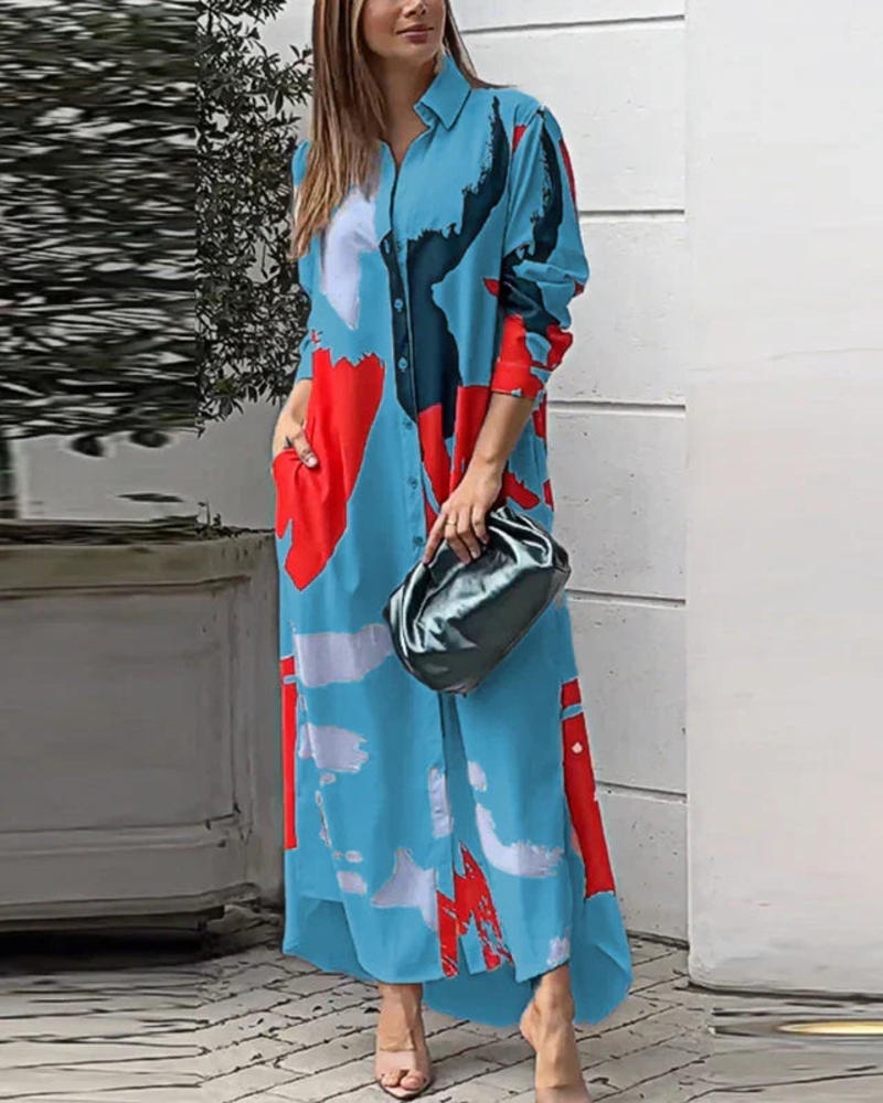 Elora Sukienka Elegancka Damska – Zwiewna Sukienka z Kieszeniami, Uniwersalny Styl i Komfort