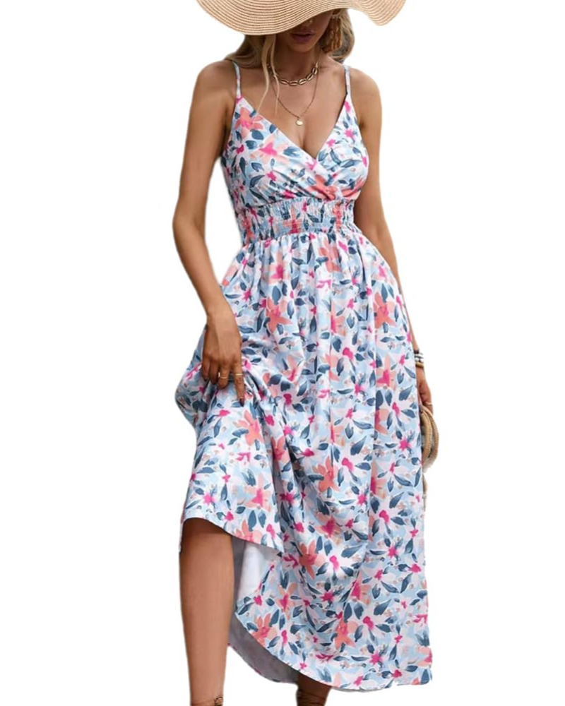 Φόρεμα Μακρύ Savannah Robe Maxi Fleurie Γυναικείο – Καλοκαιρινό Φόρεμα με V Λαιμόκοψη και Ψηλή Μέση