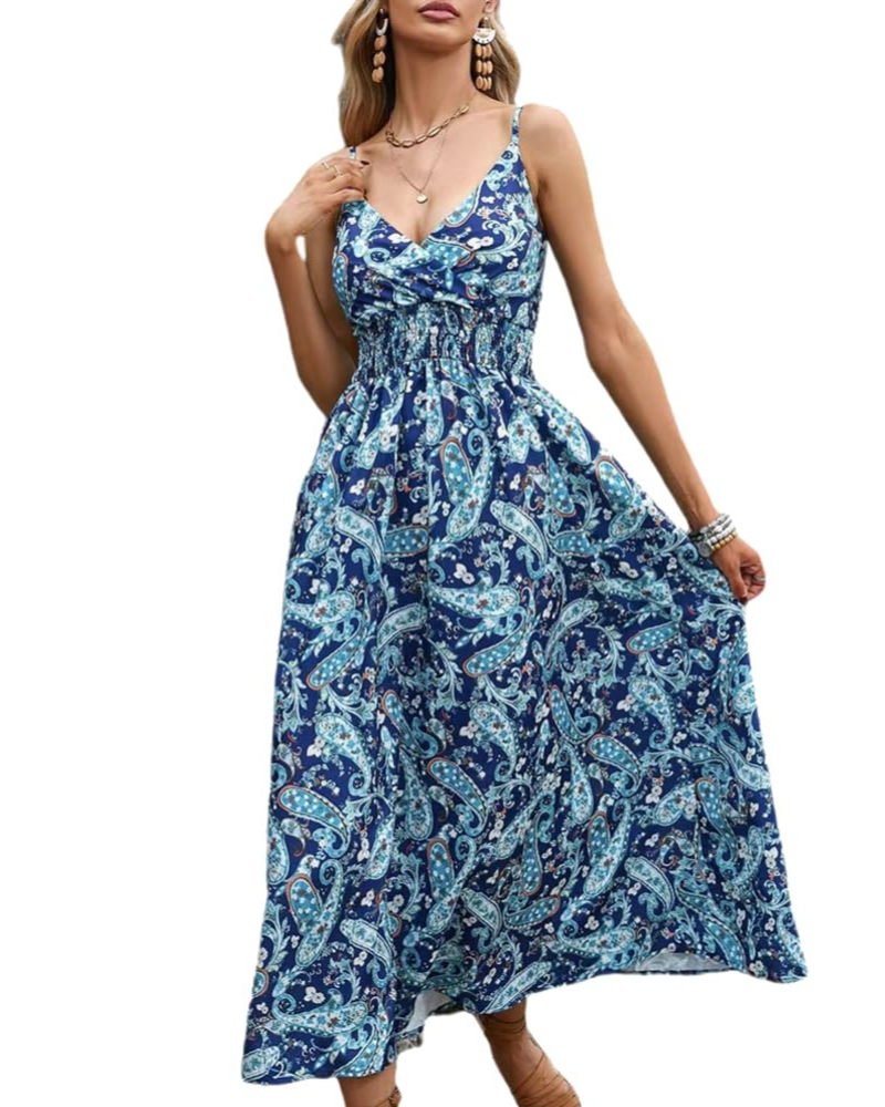 Φόρεμα Μακρύ Savannah Robe Maxi Fleurie Γυναικείο – Καλοκαιρινό Φόρεμα με V Λαιμόκοψη και Ψηλή Μέση