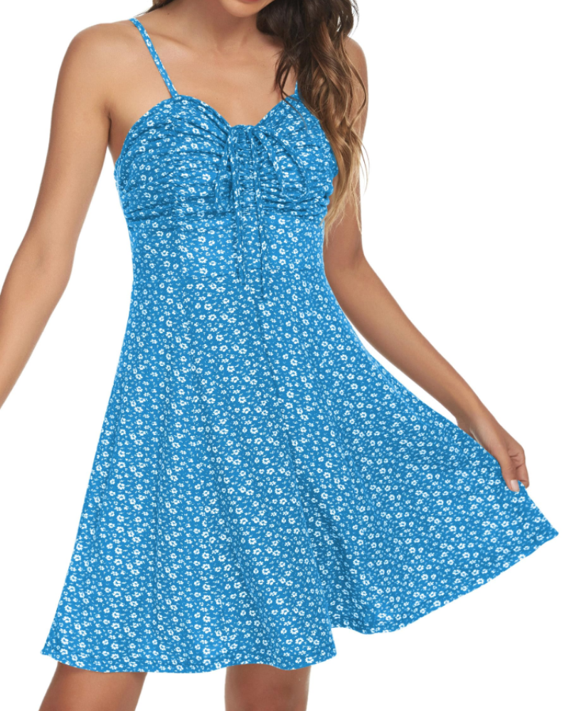 Μίνι Φόρεμα Adeline Robe Mini Fleurie Γυναικείο – Καλοκαιρινό Φόρεμα με Καρδιές και Λεπτές Τιράντες