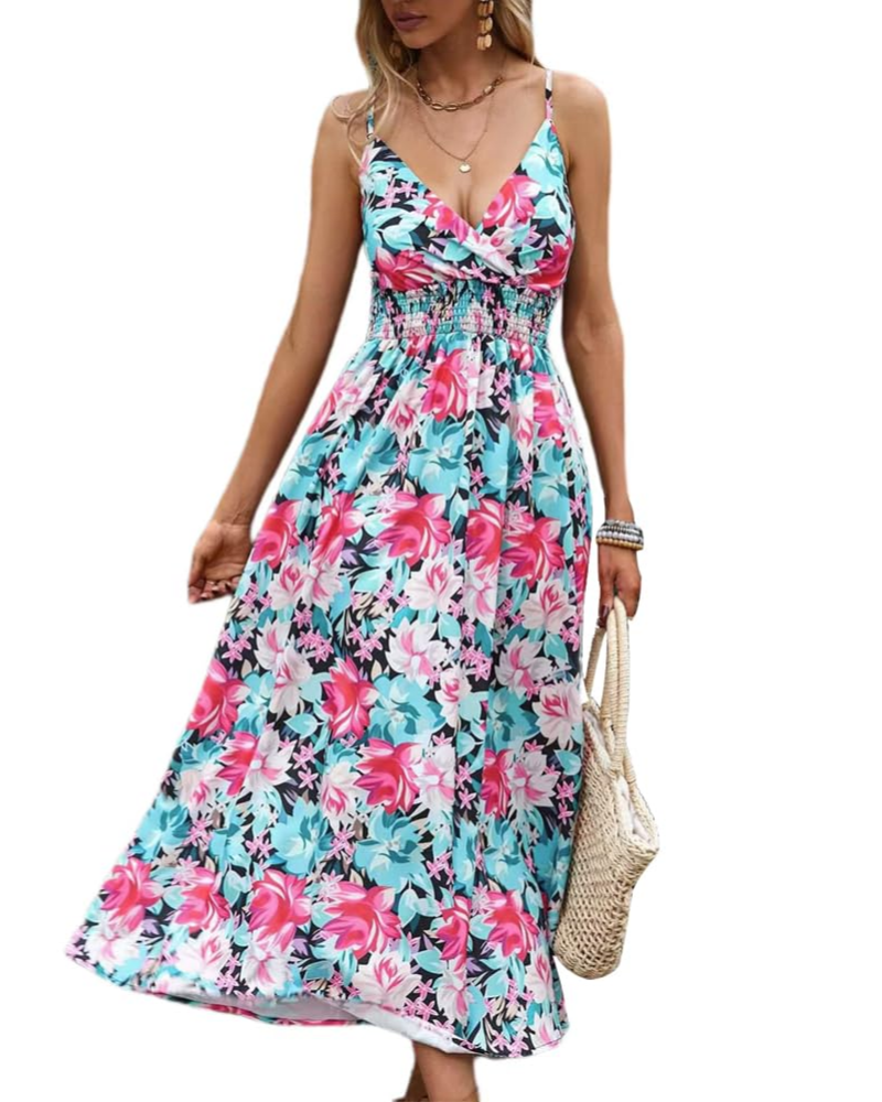 Φόρεμα Μακρύ Savannah Robe Maxi Fleurie Γυναικείο – Καλοκαιρινό Φόρεμα με V Λαιμόκοψη και Ψηλή Μέση