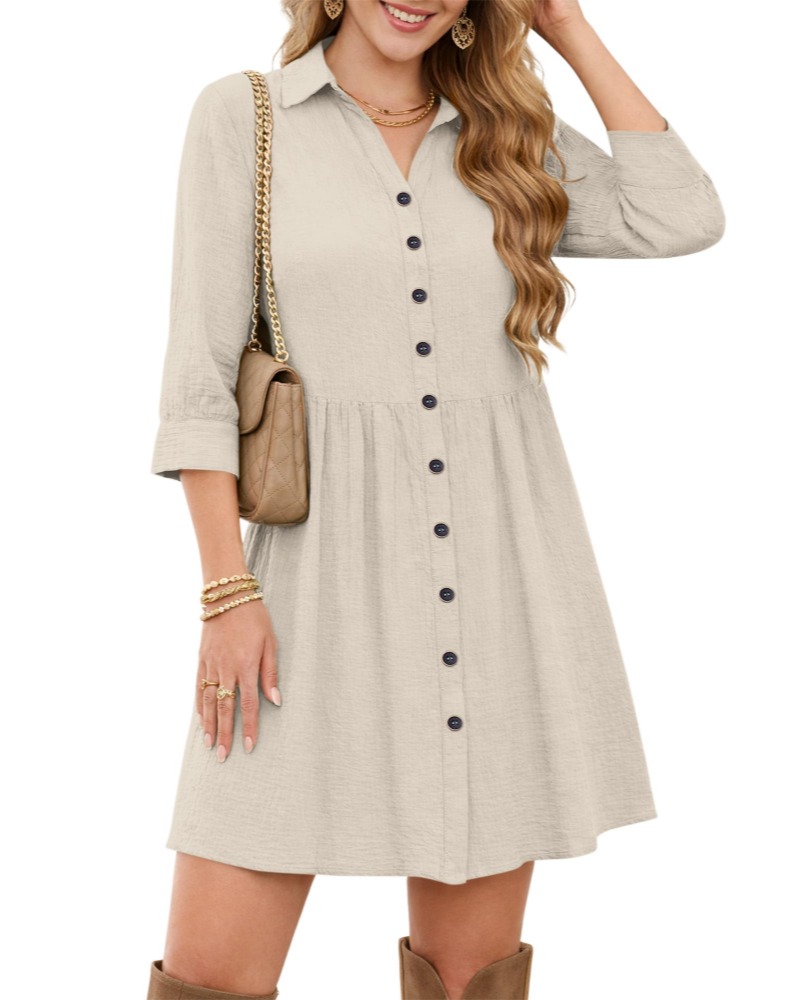 Φόρεμα Chemise Hazel για Γυναίκες – Καλοκαιρινό Φόρεμα με V Λαιμόκοψη και Υψηλή Μέση με Τσέπες