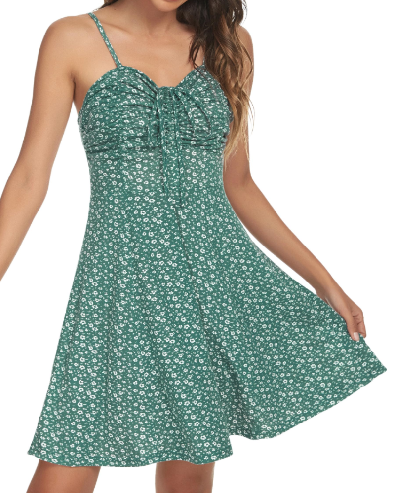 Μίνι Φόρεμα Adeline Robe Mini Fleurie Γυναικείο – Καλοκαιρινό Φόρεμα με Καρδιές και Λεπτές Τιράντες
