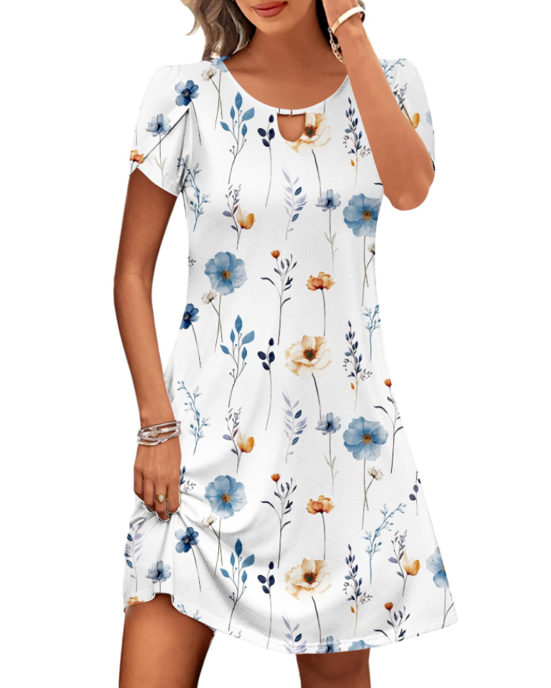 Willow Robe Midi Fleurie Naisille – Kesämekko Leveällä Helmalla, Taskuilla ja Puhvihihoilla