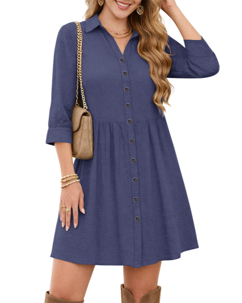 Φόρεμα Chemise Hazel για Γυναίκες – Καλοκαιρινό Φόρεμα με V Λαιμόκοψη και Υψηλή Μέση με Τσέπες