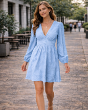 Ronalyn Robe Femme – Bodycon Dentelle Col V, Manches Longues & Coupe Mini Élégante Soirée