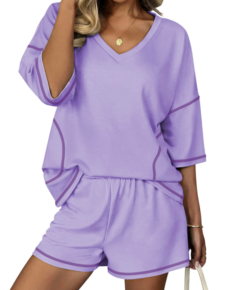 Completo Donna Estate Grace – Camicia Oversize a Righe & Pantaloncini Lounge Casual