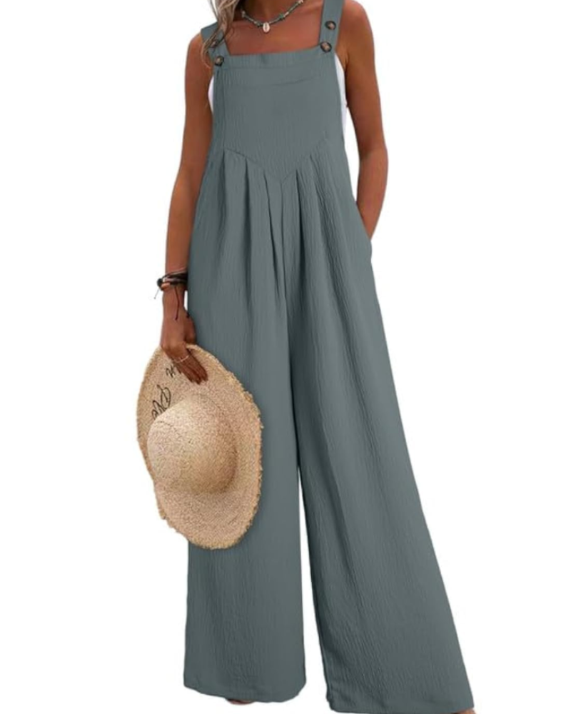 Layla Women's Summer Jumpsuit – Loose Square Neck Overalls with Pockets
