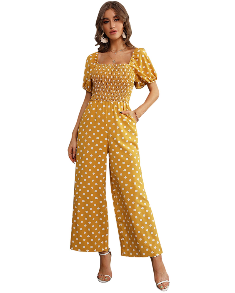Salopetă de vară pentru femei Jasmine – cu imprimeu floral, cu smocuri și pantaloni largi