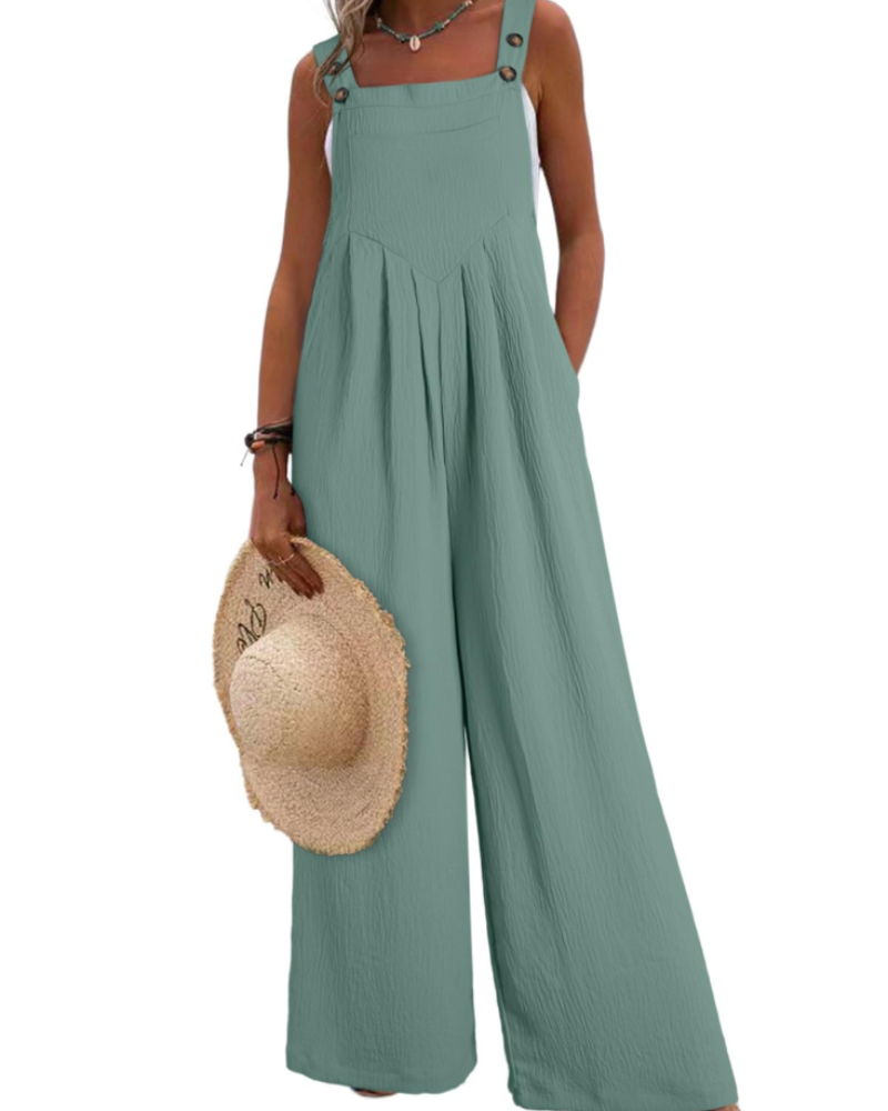 Layla Women's Summer Jumpsuit – Loose Square Neck Overalls with Pockets