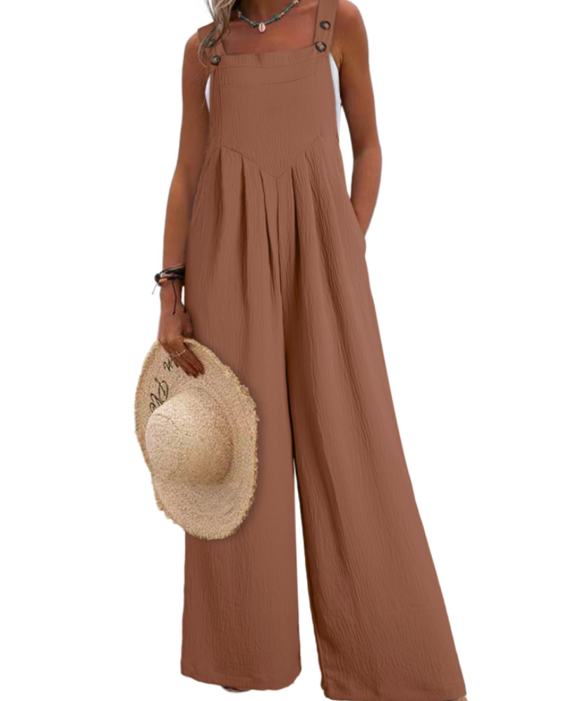 Layla Women's Summer Jumpsuit – Loose Square Neck Overalls with Pockets