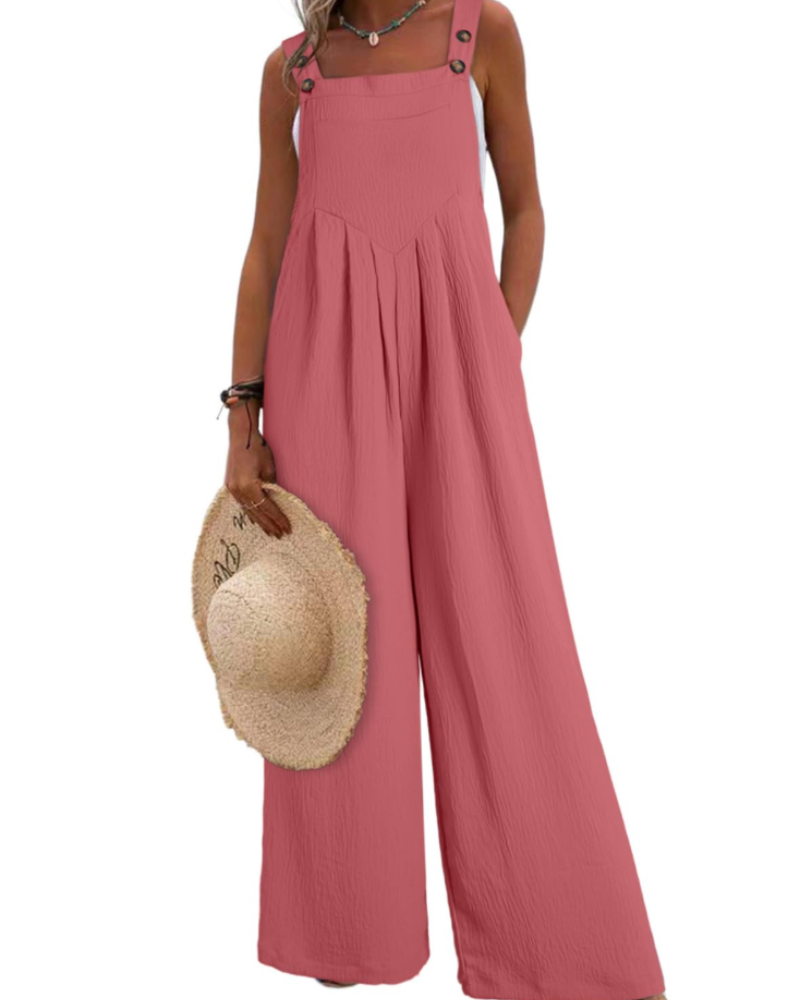 Layla Women's Summer Jumpsuit – Loose Square Neck Overalls with Pockets