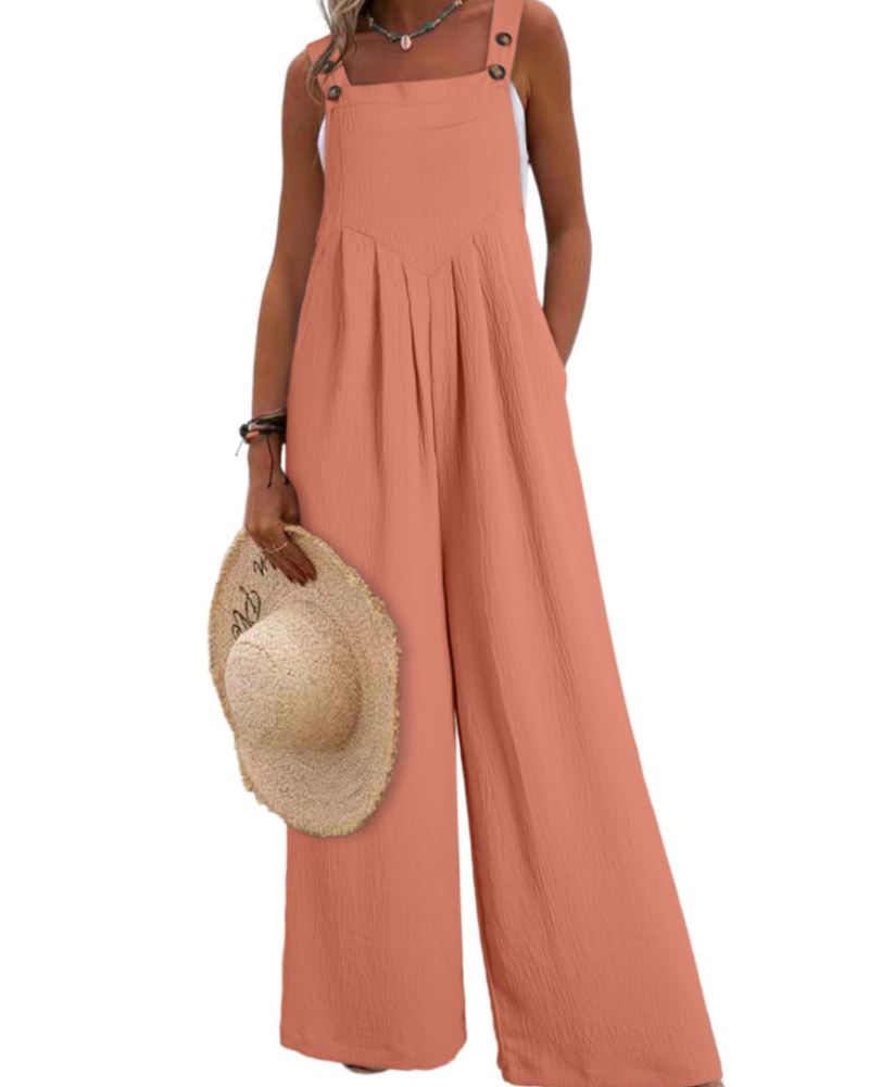 Layla Women's Summer Jumpsuit – Loose Square Neck Overalls with Pockets