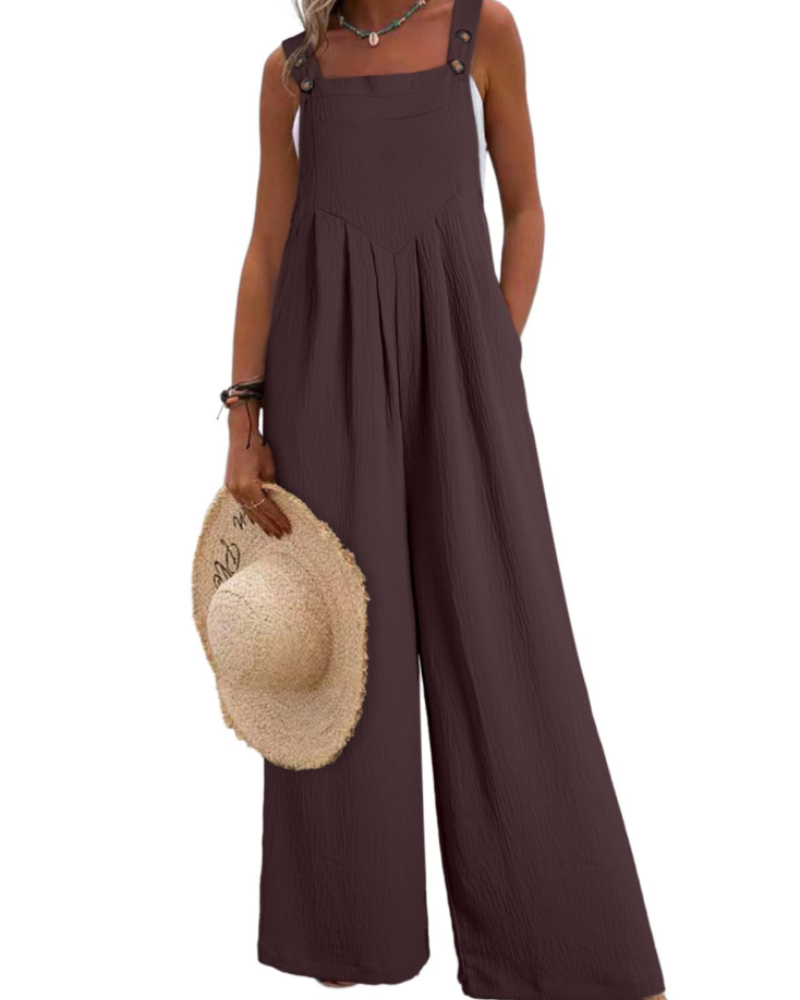 Layla Women's Summer Jumpsuit – Loose Square Neck Overalls with Pockets