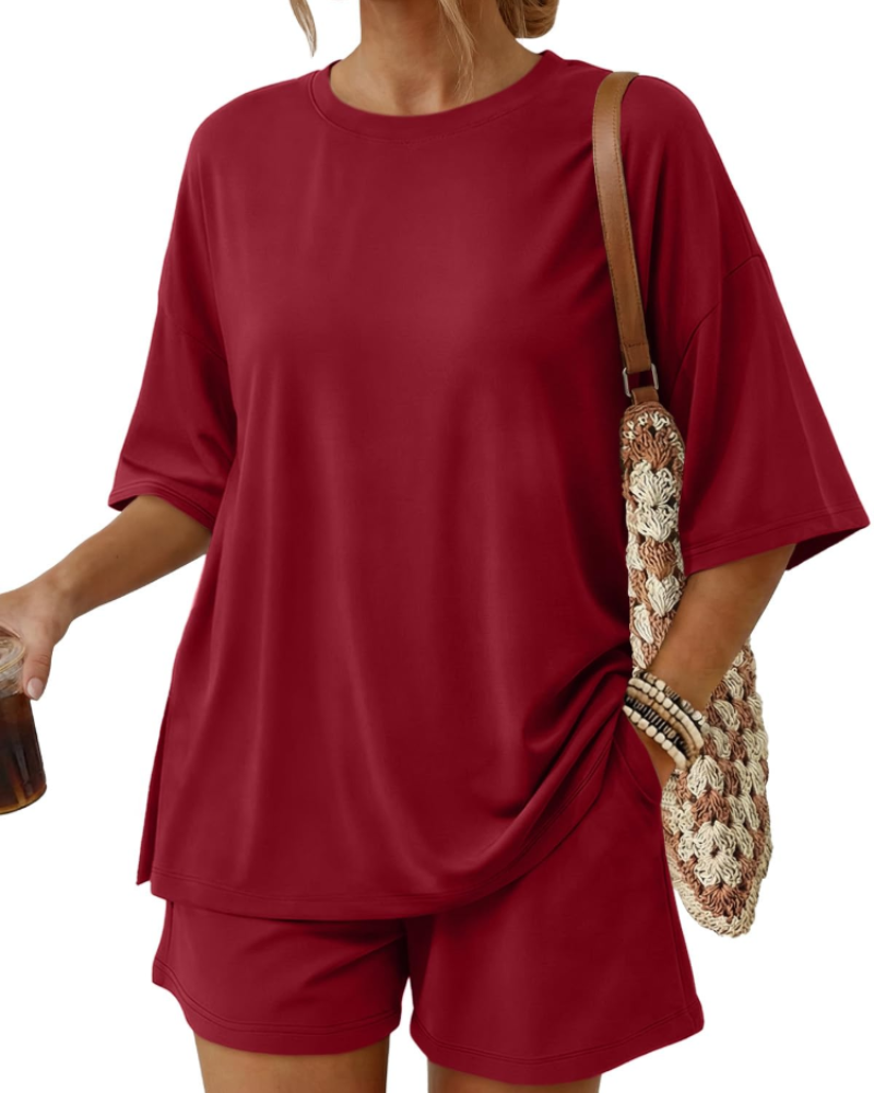 Σετ Ruby Γυναικείο Καλοκαίρι – Oversize Τοπ & Φαρδύ Σορτς με Τσέπες