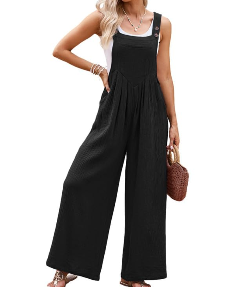 Layla Women's Summer Jumpsuit – Loose Square Neck Overalls with Pockets
