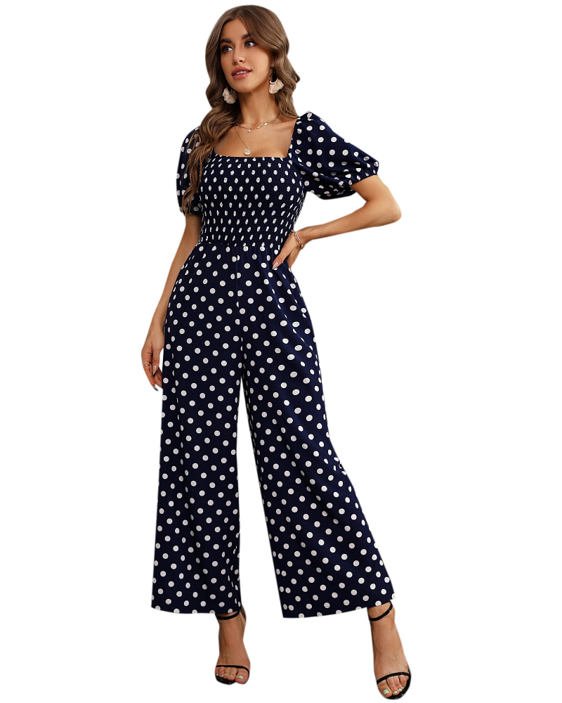 Salopetă de vară pentru femei Jasmine – cu imprimeu floral, cu smocuri și pantaloni largi