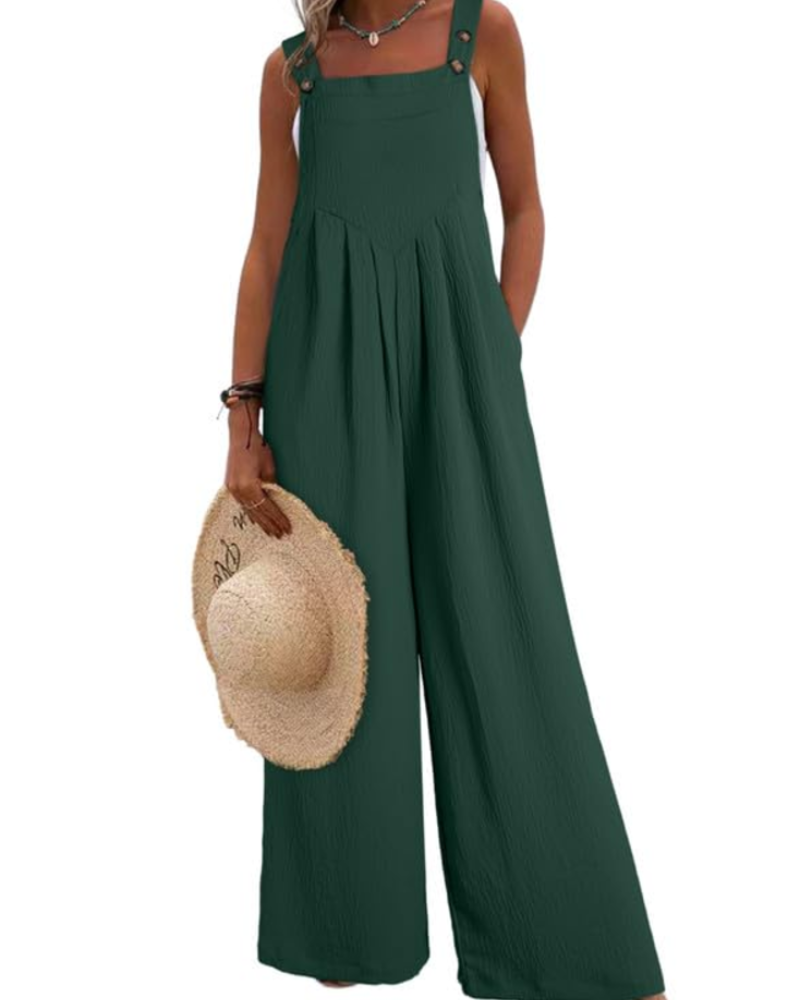 Layla Women's Summer Jumpsuit – Loose Square Neck Overalls with Pockets