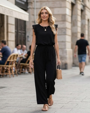 Eleanor Tuta Donna Estate – Pizzo Maniche Corte & Pantaloni Larghi