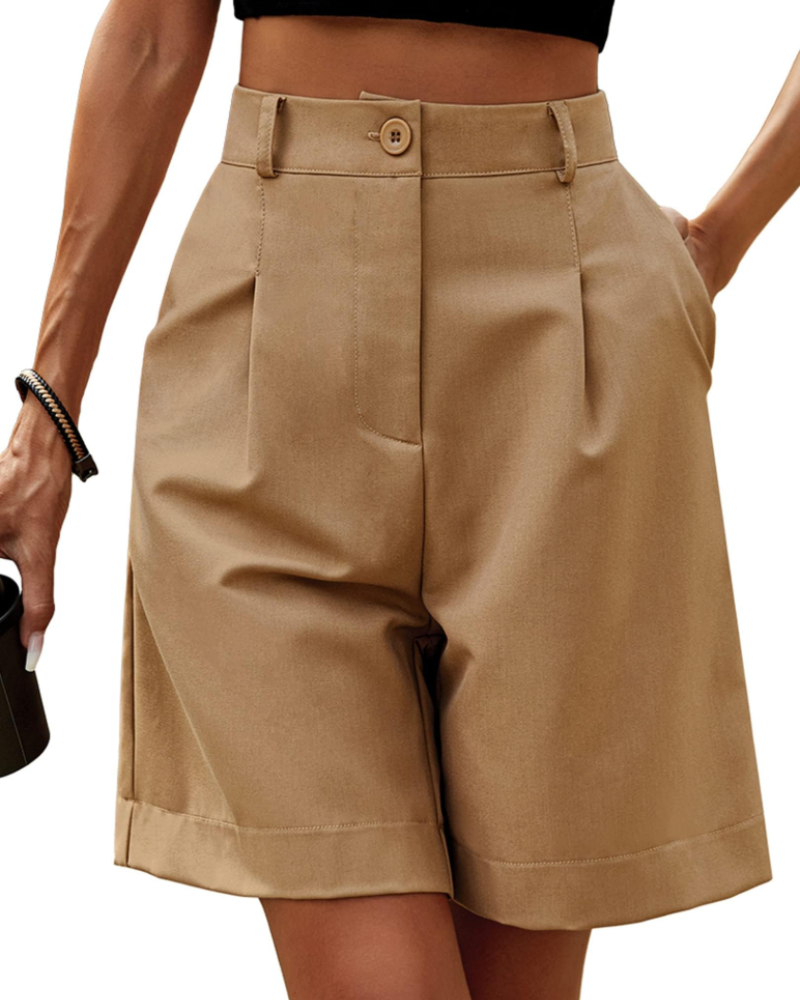 Olivia Short Bermuda Cargo pentru femei – scurt cu talie înaltă și picioare largi, cu buzunare