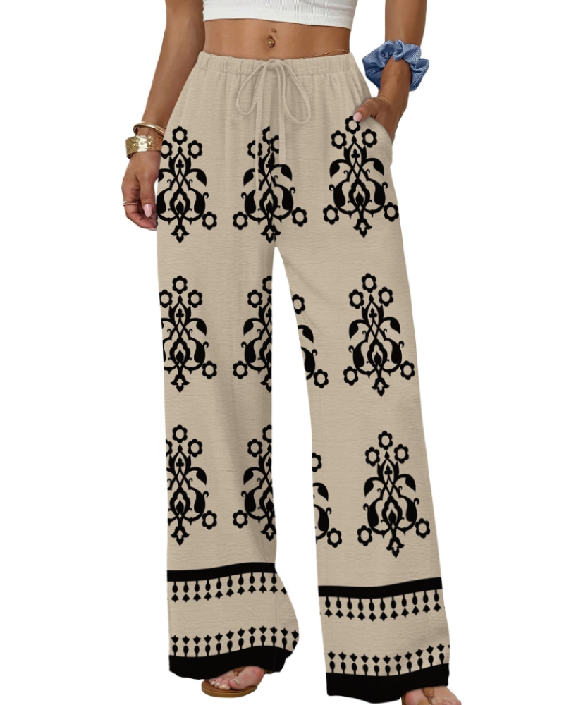 Elena Pantaloni Palazzo Donna – Pantaloni Larghi Fluidi con Coulisse e Tasche