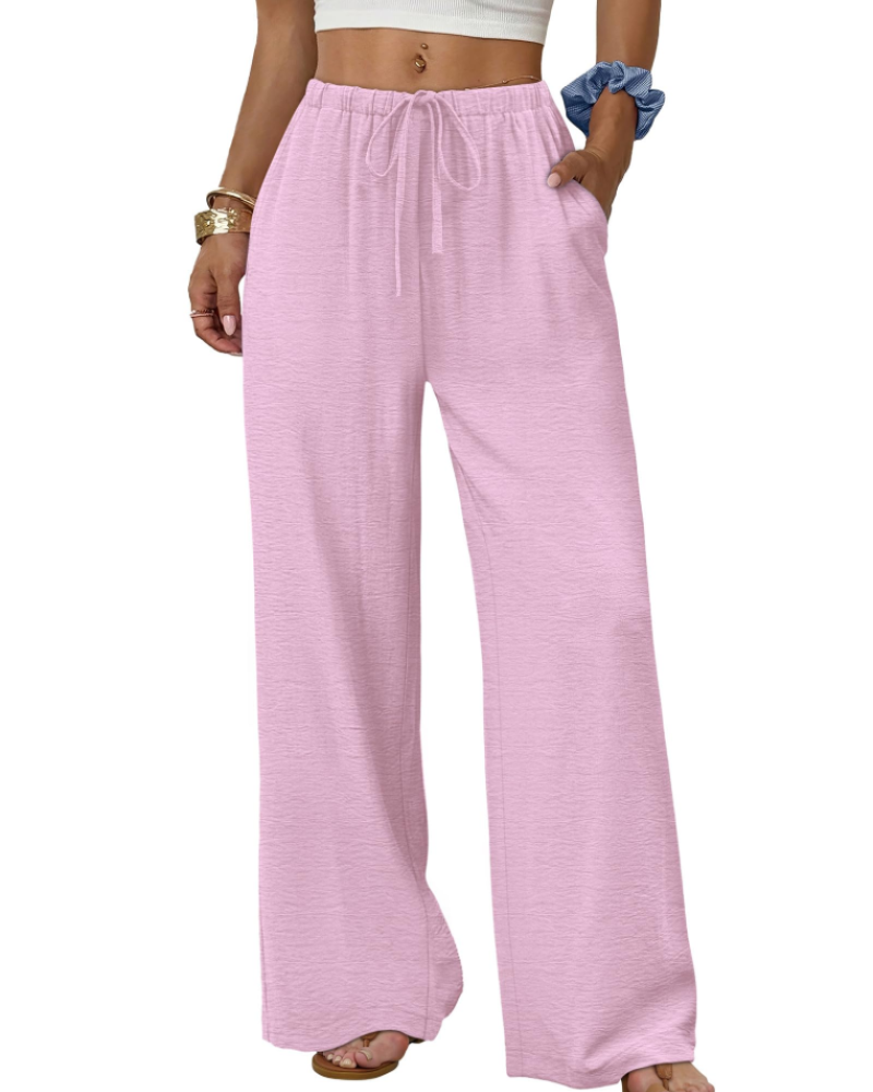Elena Pantaloni Palazzo Donna – Pantaloni Larghi Fluidi con Coulisse e Tasche