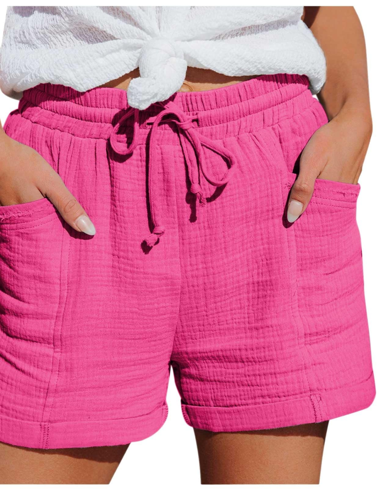 Emma Short Bermuda Feminino em Linho – Short de Cintura Alta com Cordão e Bolsos