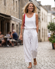 Dámské capri kalhoty Alicia – 100% bavlněné pantacourty s šňůrkou a kapsami