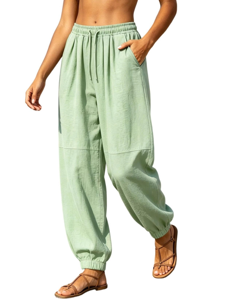 Harper Damen-Jogginghose aus Leinen – Verstellbare Boho-Hose mit Taschen