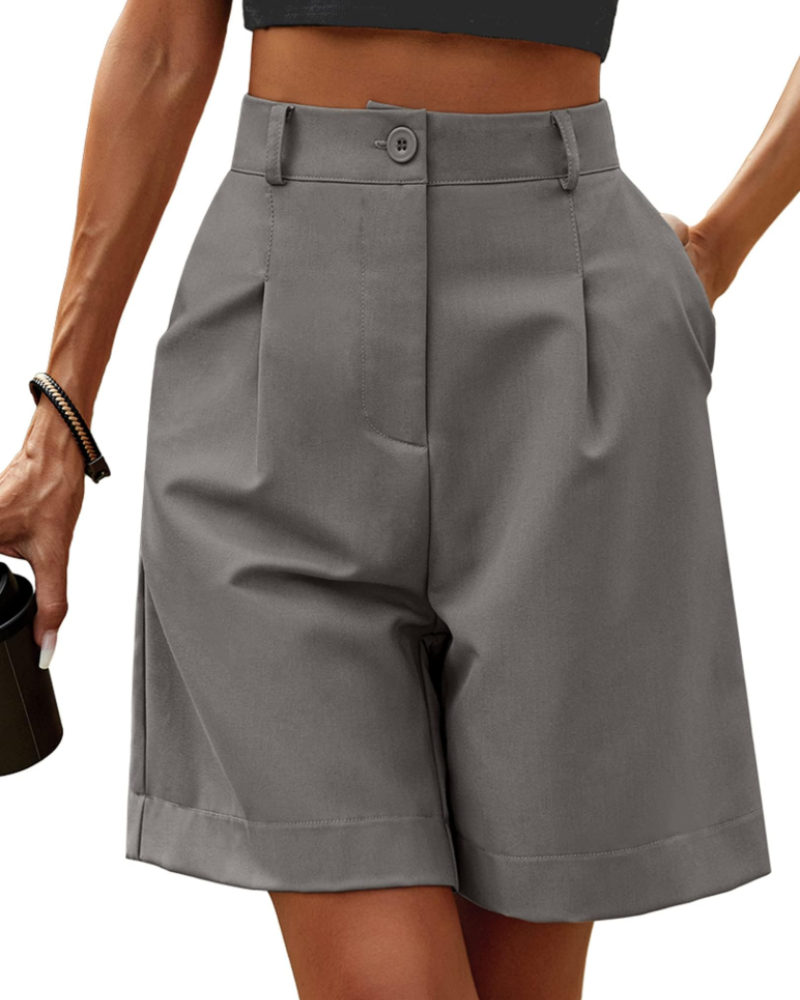 Olivia Short Bermuda Cargo pentru femei – scurt cu talie înaltă și picioare largi, cu buzunare