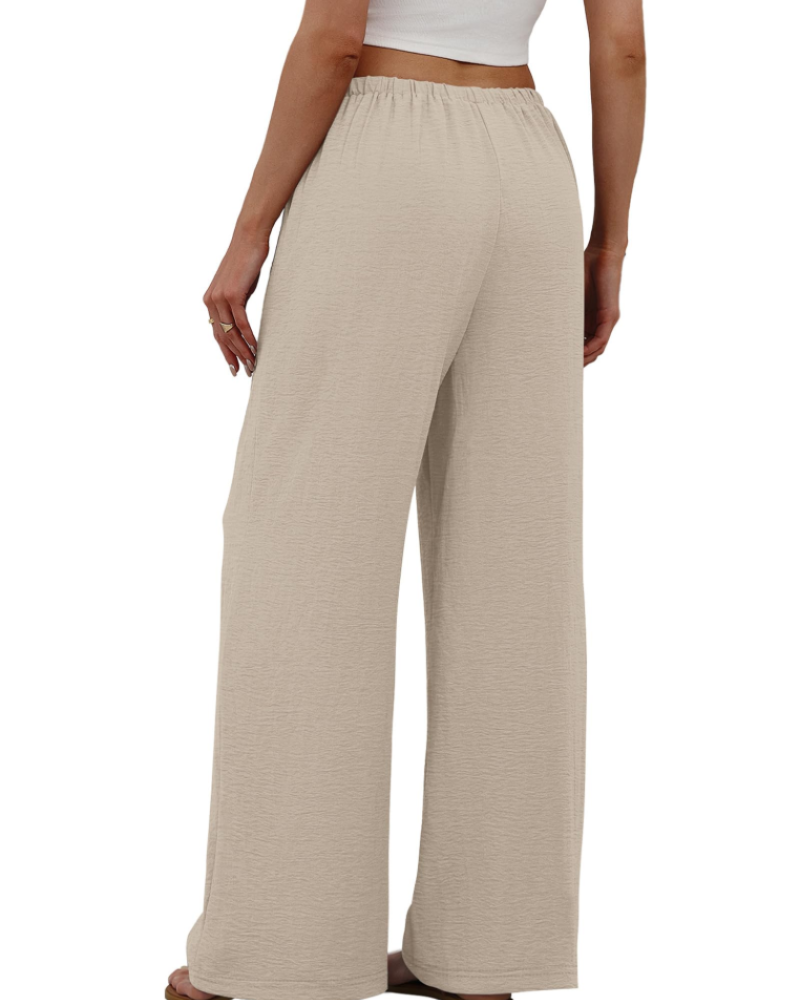 Elena Pantaloni Palazzo Donna – Pantaloni Larghi Fluidi con Coulisse e Tasche