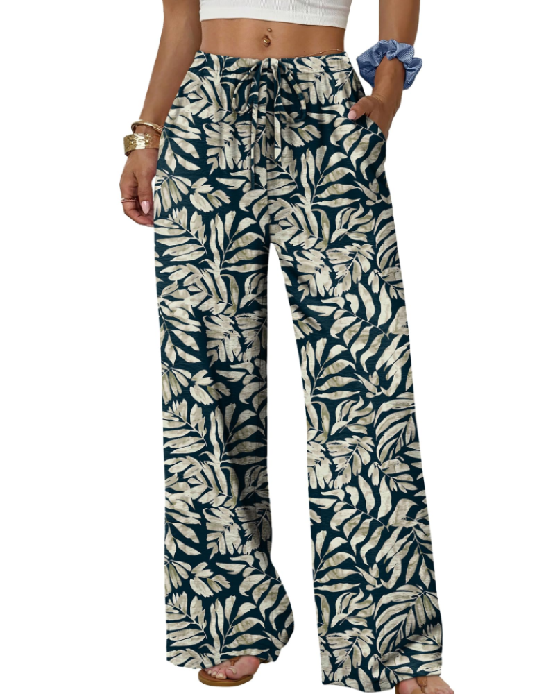 Elena Pantaloni Palazzo Donna – Pantaloni Larghi Fluidi con Coulisse e Tasche