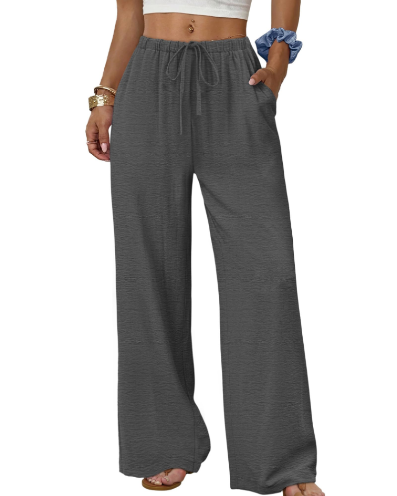 Elena Pantaloni Palazzo Donna – Pantaloni Larghi Fluidi con Coulisse e Tasche