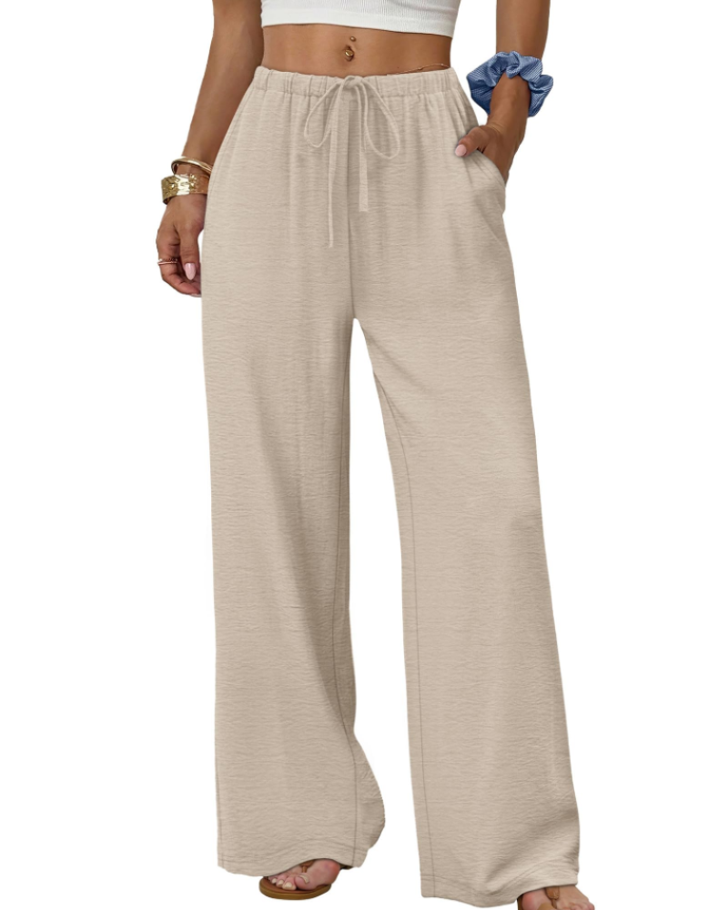 Elena Pantaloni Palazzo Donna – Pantaloni Larghi Fluidi con Coulisse e Tasche