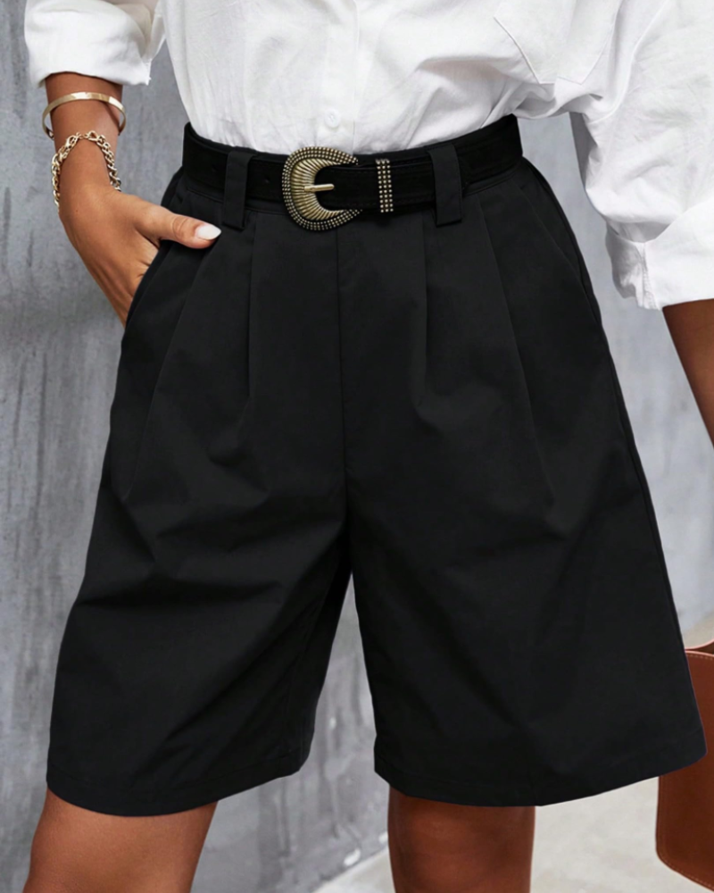 Olivia Short Bermuda Cargo pentru femei – scurt cu talie înaltă și picioare largi, cu buzunare