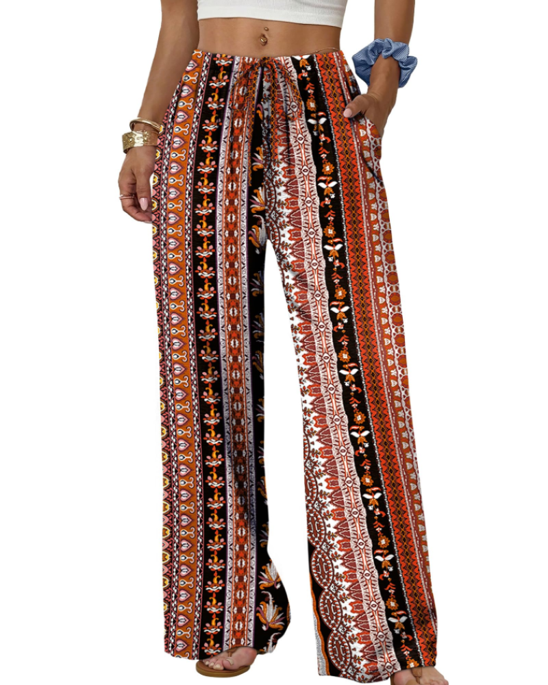 Elena Pantaloni Palazzo Donna – Pantaloni Larghi Fluidi con Coulisse e Tasche
