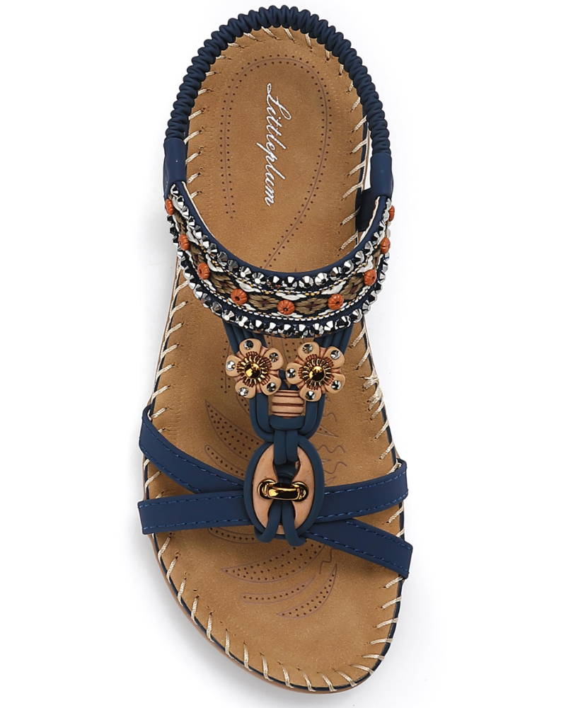 Chloe Boheme Sandaler til Kvinder – Strand-sandaler med T-rem og Swarovski-sten med Bueunderstøttelse